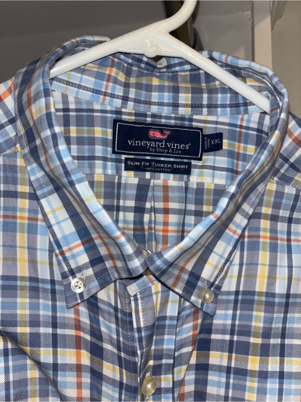 Vineyard Vines Men's Plaid Button-Down Shirt - Blue, White & Yellow